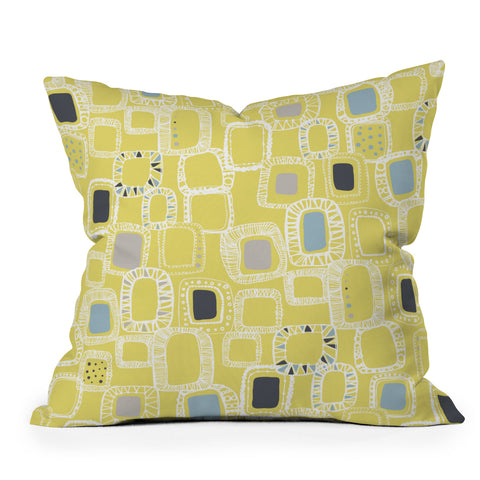 Rachael Taylor Shapes And Squares Green Outdoor Throw Pillow
