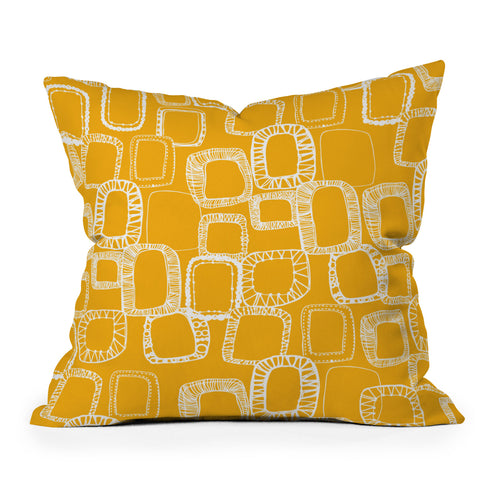 Rachael Taylor Shapes and Squares Mustard Outdoor Throw Pillow