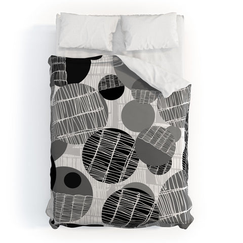 Rachael Taylor Textured Geo Gray And Black Duvet Cover