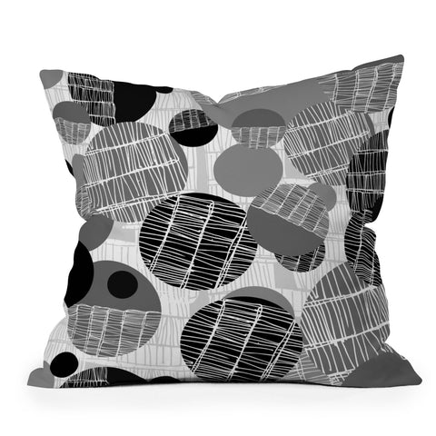 Rachael Taylor Textured Geo Gray And Black Outdoor Throw Pillow