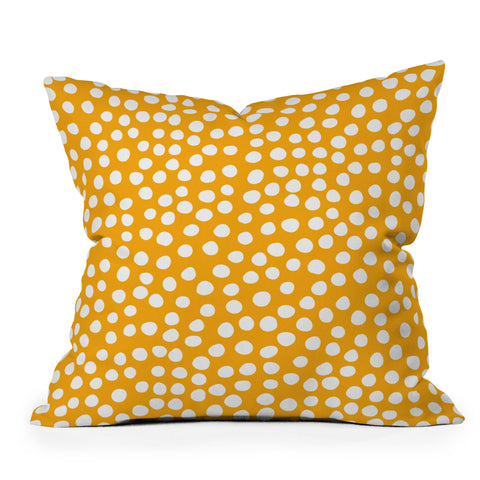Rachael Taylor Urban Dot Mustard Outdoor Throw Pillow