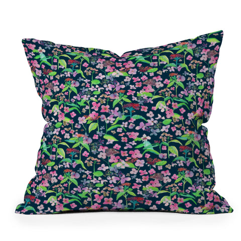 Rachelle Roberts Hydrangea Flower Print Outdoor Throw Pillow