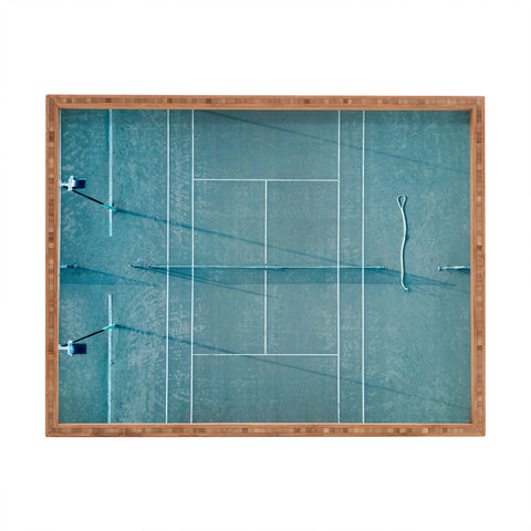 raisazwart Blue tennis court at sunrise Rectangular Tray