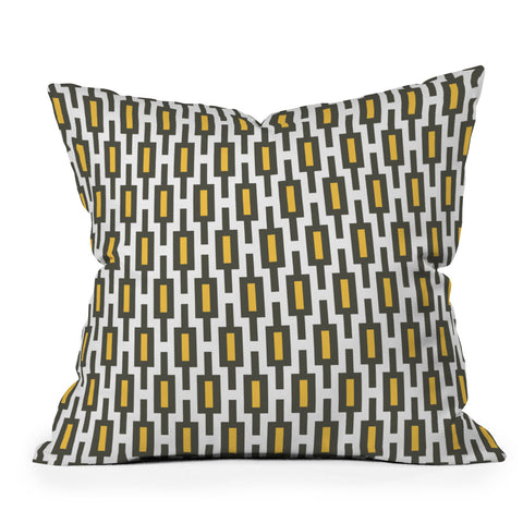 Raven Jumpo Grey Gold Geometry Outdoor Throw Pillow
