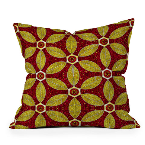 Raven Jumpo Ruby Amber Mosaic Outdoor Throw Pillow