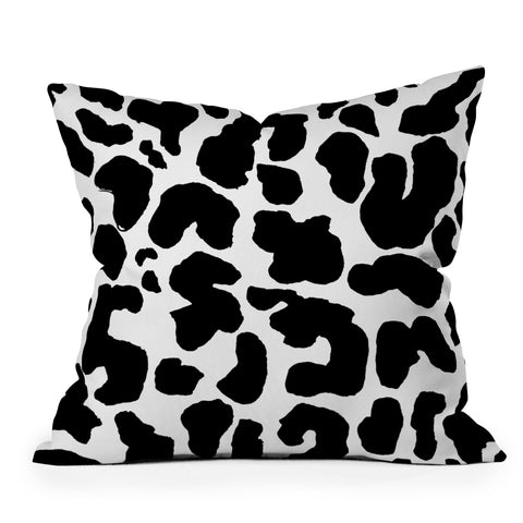 Rebecca Allen Blk Leopard Outdoor Throw Pillow