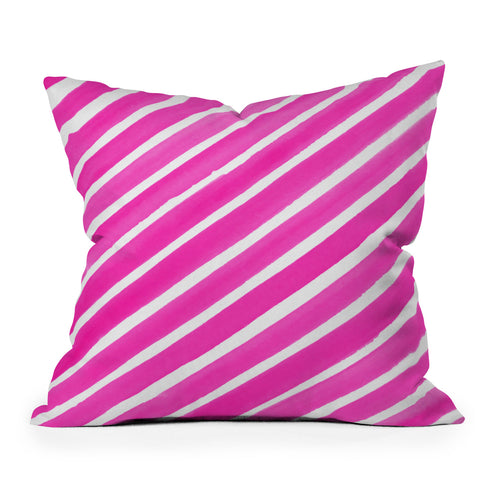 Rebecca Allen Pretty In Stripes Pink Outdoor Throw Pillow
