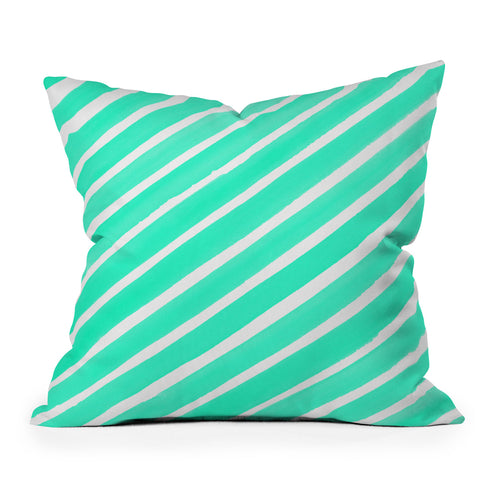 Rebecca Allen Pretty In Stripes Turquoise Outdoor Throw Pillow