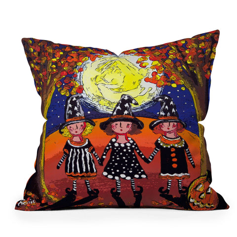 Renie Britenbucher 3 Little Witches Outdoor Throw Pillow
