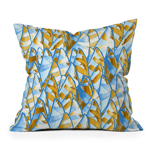 Renie Britenbucher Abstract Sailboats Blue Tan Outdoor Throw Pillow
