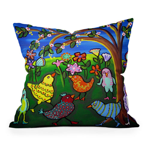 Renie Britenbucher Birdies and Blossoms Outdoor Throw Pillow