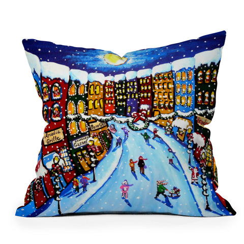 Renie Britenbucher Christmas Shoppers Outdoor Throw Pillow