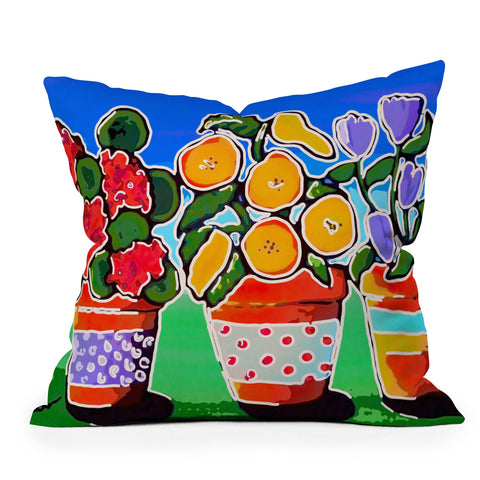Renie Britenbucher Flower Pot Trio Outdoor Throw Pillow