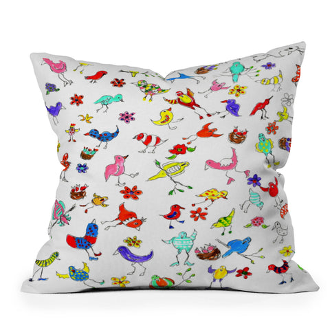 Renie Britenbucher Funky Birds Outdoor Throw Pillow