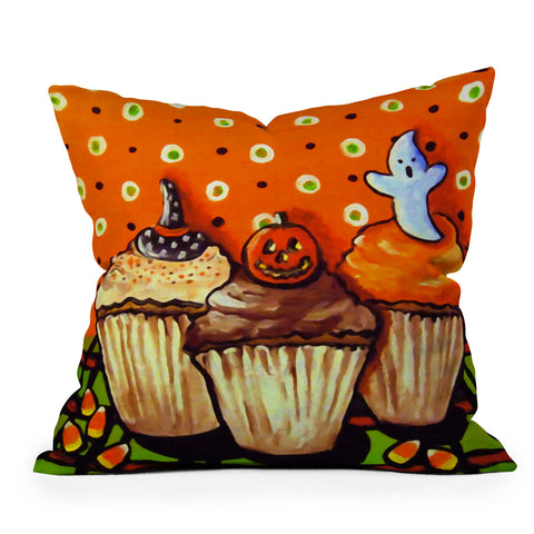 Renie Britenbucher Halloween Cupcakes Outdoor Throw Pillow