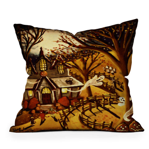 Renie Britenbucher Haunted House Outdoor Throw Pillow