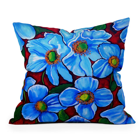 Renie Britenbucher Himalayan Blue Poppies Outdoor Throw Pillow