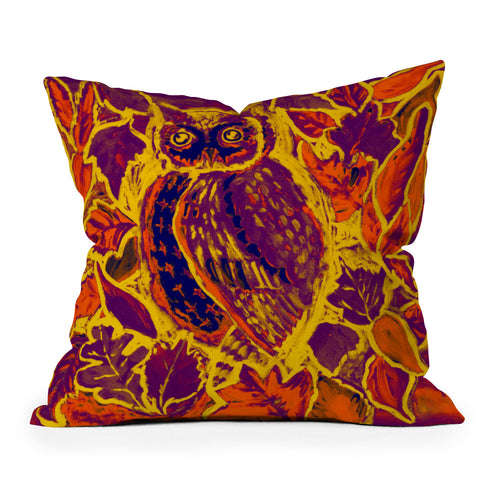 Renie Britenbucher Owl Orange Batik Outdoor Throw Pillow