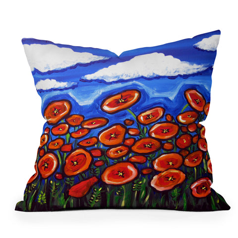 Renie Britenbucher Red Poppy Field Outdoor Throw Pillow