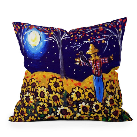 Renie Britenbucher Scarecrow in the Moonlight Outdoor Throw Pillow