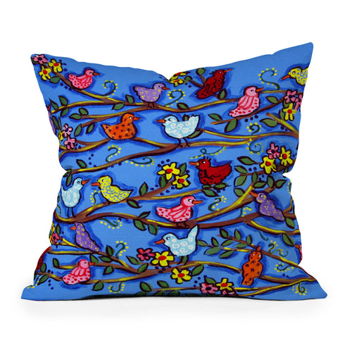 Renie Britenbucher Spring Birds and Blossoms Outdoor Throw Pillow