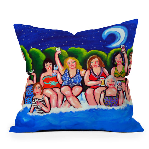 Renie Britenbucher Swimming Pool Divas Happy Hour Outdoor Throw Pillow