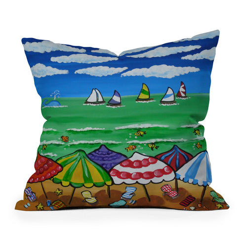 Renie Britenbucher Whimsical Beach 1 Outdoor Throw Pillow