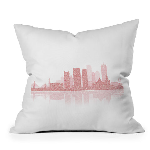 Restudio Designs Boston Skyline 2 Red Buildings Outdoor Throw Pillow
