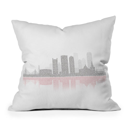 Restudio Designs Boston Skyline 2 Red Reflection Outdoor Throw Pillow
