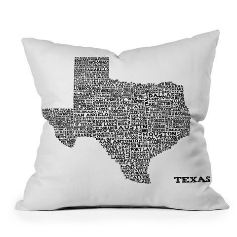 Restudio Designs Texas Map Outdoor Throw Pillow