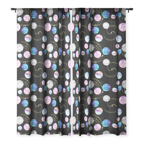 retrografika Outer Space Planets Galaxies Sheer Window Curtain
