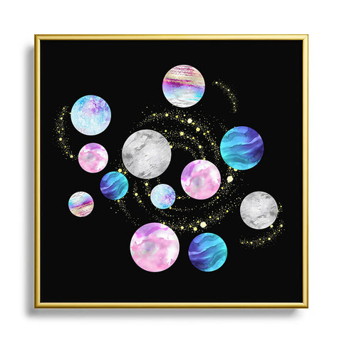 retrografika Outer Space Planets Galaxies Square Metal Framed Art Print