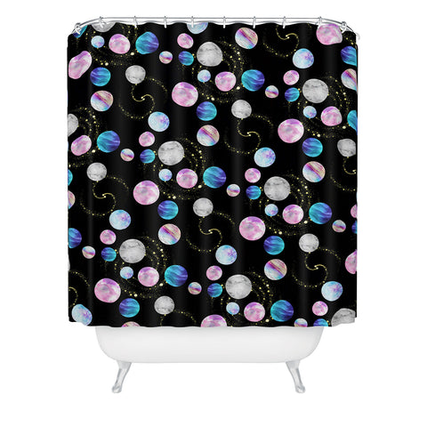 retrografika Outer Space Planets Galaxies Shower Curtain