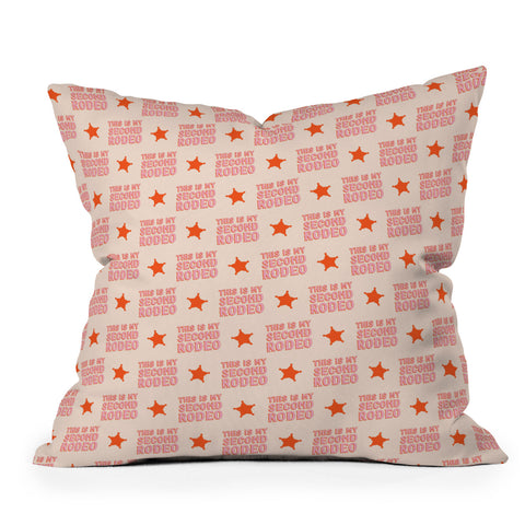 retrografika This is My Second Rodeo pink Outdoor Throw Pillow