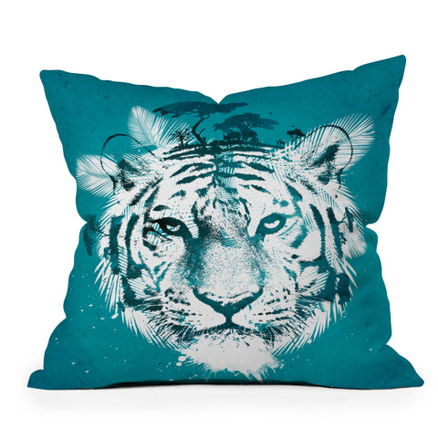 Robert Farkas White Tiger Outdoor Throw Pillow