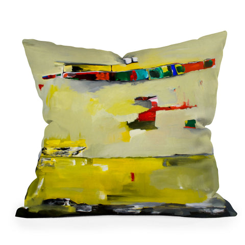 Robin Faye Gates Abstract Yellow Outdoor Throw Pillow