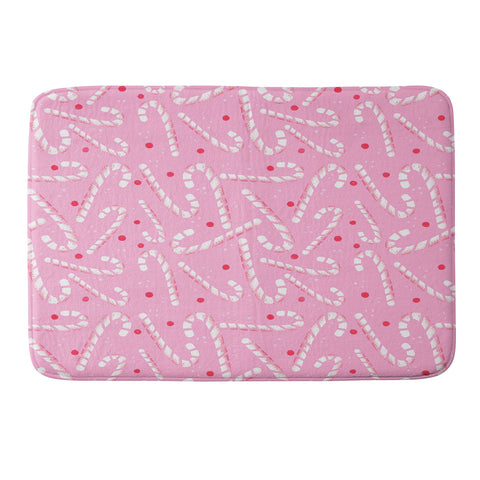 RosebudStudio Pink Candycanes Memory Foam Bath Mat