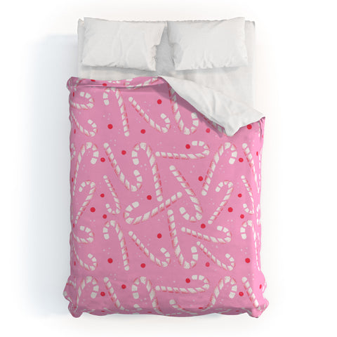 RosebudStudio Pink Candycanes Duvet Cover