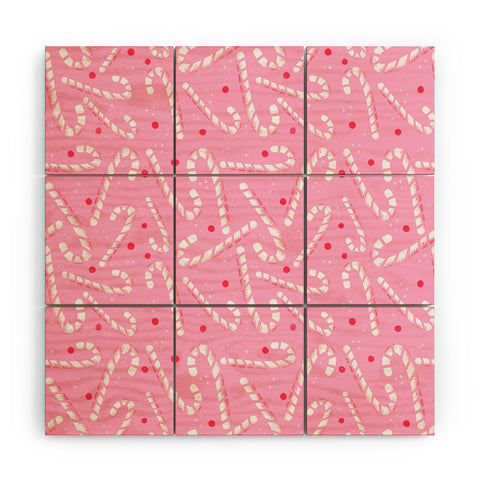 RosebudStudio Pink Candycanes Wood Wall Mural