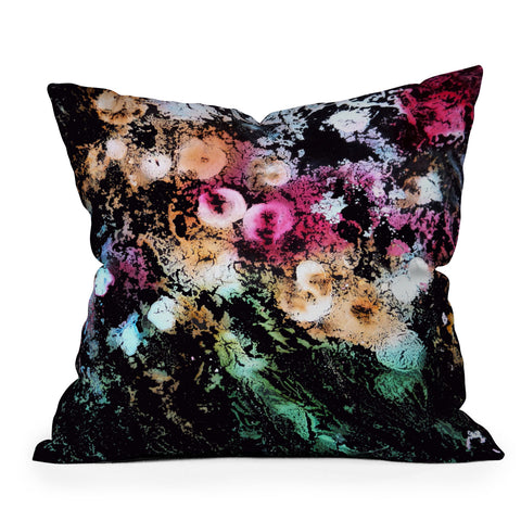 Rosie Brown Blooming Black Outdoor Throw Pillow