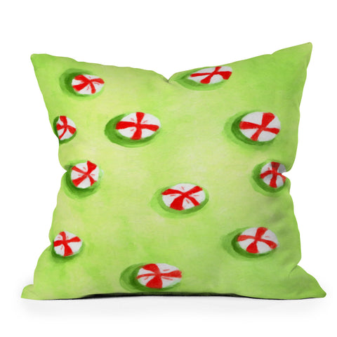 Rosie Brown Christmas Candy Outdoor Throw Pillow