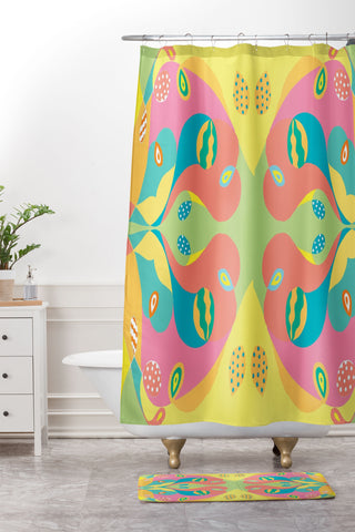 Rosie Brown Color Symmetry Shower Curtain And Mat