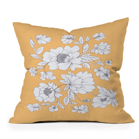 Rosie Brown Floral Orange Outdoor Throw Pillow