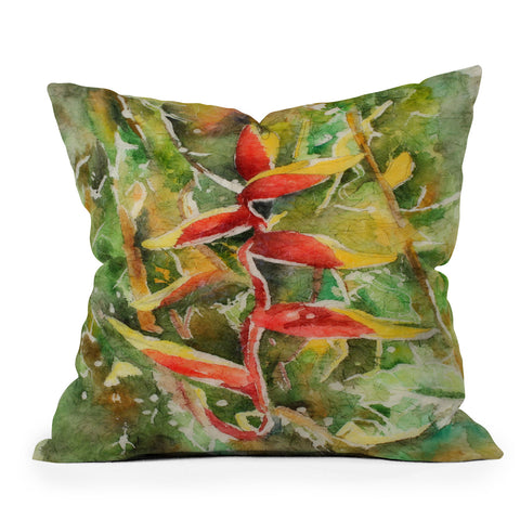 Rosie Brown Heliconia Outdoor Throw Pillow