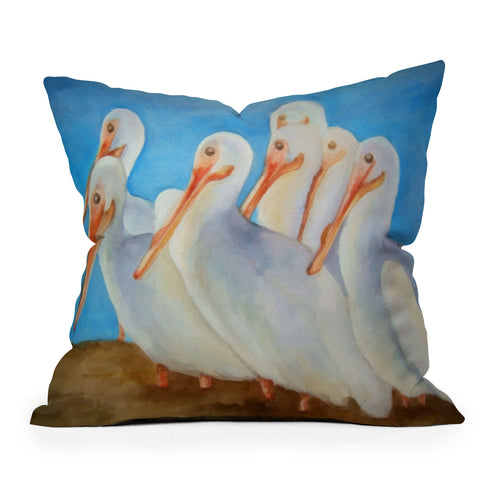 Rosie Brown Pelicans On Parade Outdoor Throw Pillow