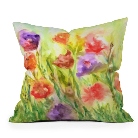 Rosie Brown Summer Flowers Outdoor Throw Pillow