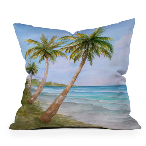 Rosie Brown Swaying Palms Outdoor Throw Pillow