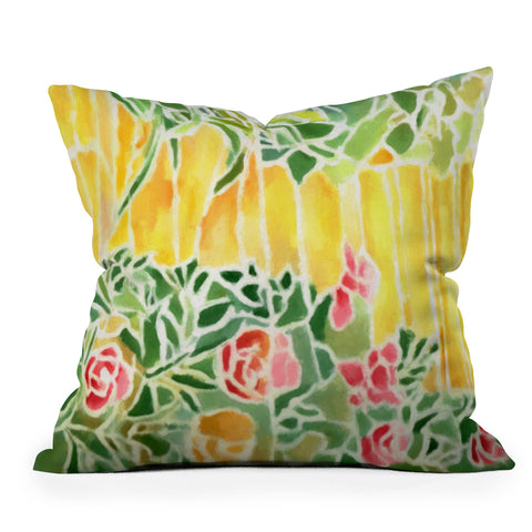 Rosie Brown Tiffany Inspired Outdoor Throw Pillow