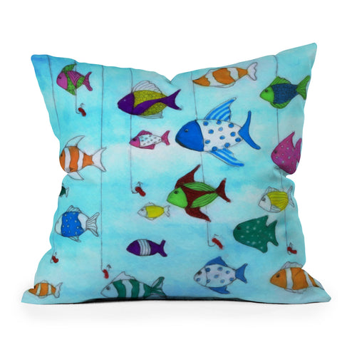 Rosie Brown Tropical Fishing Outdoor Throw Pillow