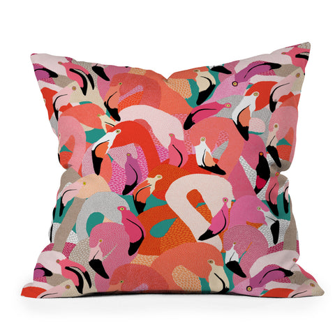 Ruby Door Flamingo Flock Outdoor Throw Pillow